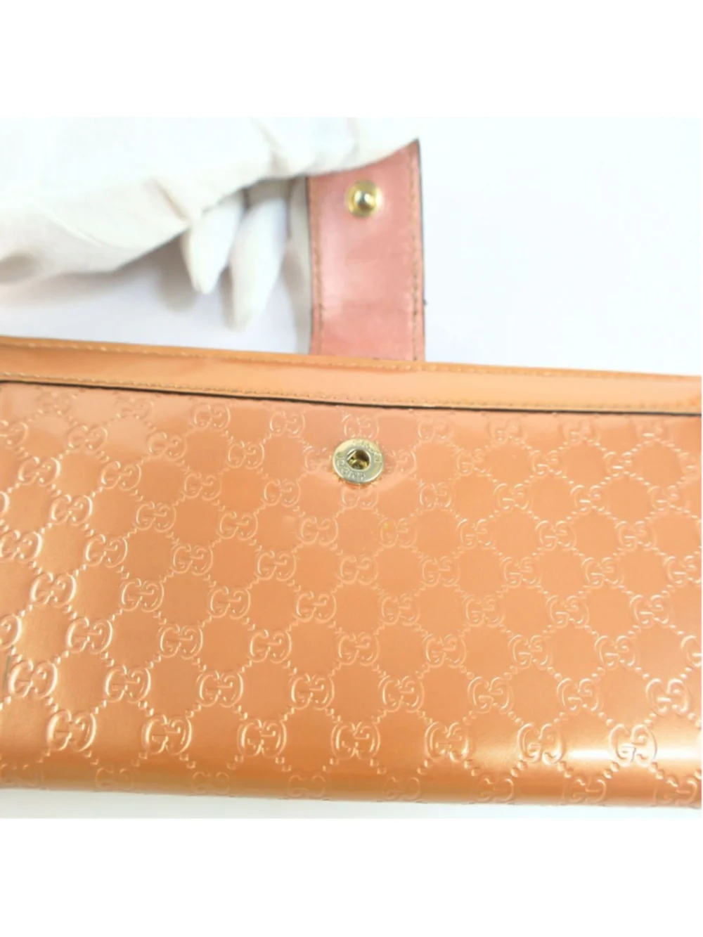 GUCCI Guccisima Trifold wallet Long Wallet Purse GG Enamel Pink Women Used Auth - Picture 12 of 16